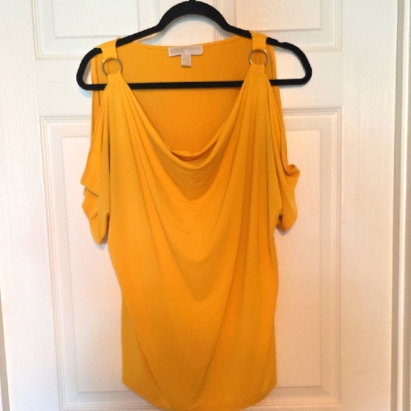 Michael Kors Mustard Cold Shoulder Blouse - Picture 1 of 7